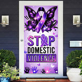 Lofaris Purple Promotional Stop Domestic Violence Door Cover